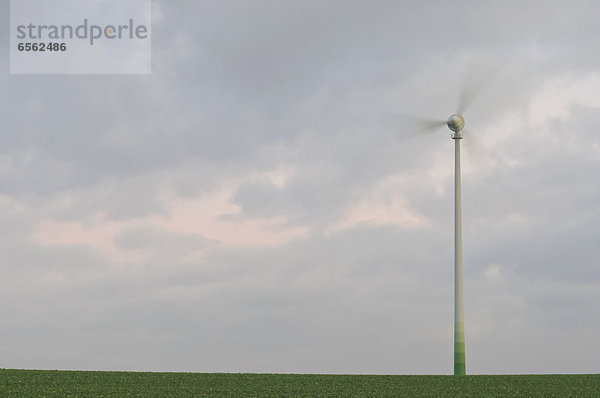 Germany  Saxony  View of wind turbine against cloudy sky