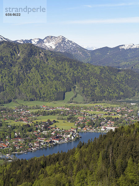 Germany  Bavaria  View of Rottach Egern at Lake Tegernsee