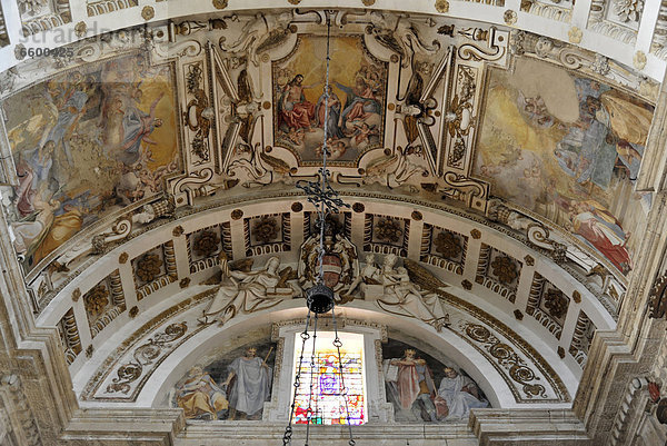 Deckengewölbe  Deckengemälde  Wallfahrtskirche  Renaissancekirche San Biagio  Architekt Antonio da Sangallo  erbaut 1519-1540  Montepulciano  Toskana  Italien  Europa