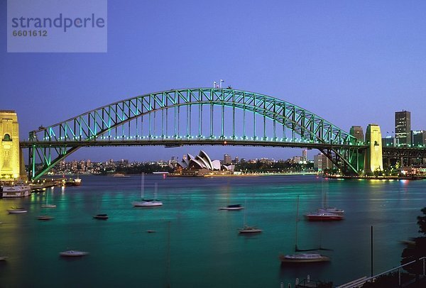 hinter Hafen Opernhaus Oper Opern Brücke Abenddämmerung Sydney