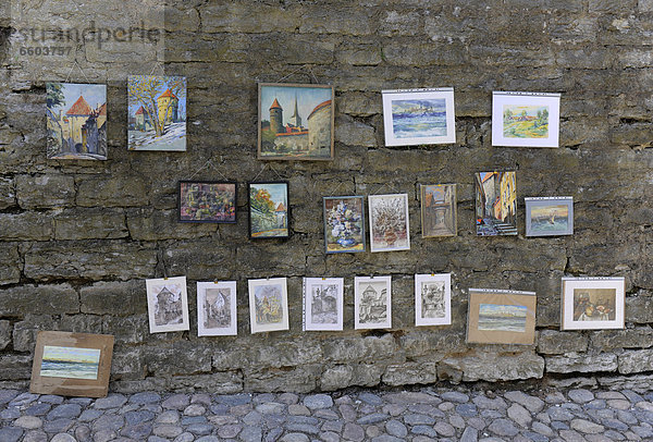 Tallinn  Hauptstadt  Steinmauer  Europa  hängen  Gemälde  Bild  verkaufen  Estland  Nordeuropa