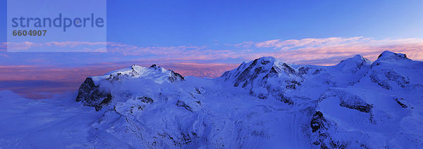 Panorama Europa Berg Ansicht Monte Rosa Schweiz Zermatt Sonnenuntergang