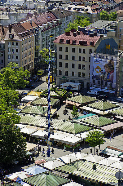 Blick vom Alten Peter auf den Viktualienmarkt in München  Oberbayern  Bayern  Deutschland  Europa