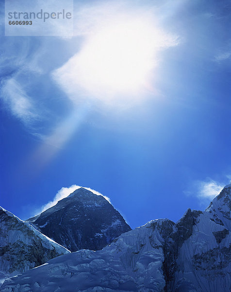 Wolke  Berg  Mount Everest  Sagarmatha  Sonne