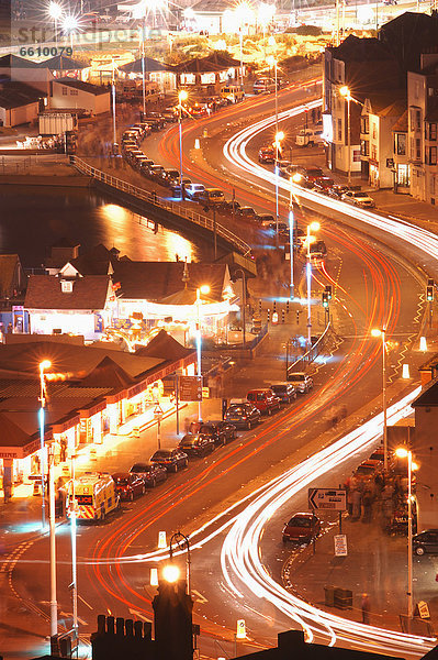 Biegung  Biegungen  Kurve  Kurven  gewölbt  Bogen  gebogen  Nacht  folgen  Beleuchtung  Licht  Fernverkehrsstraße  Luftbild