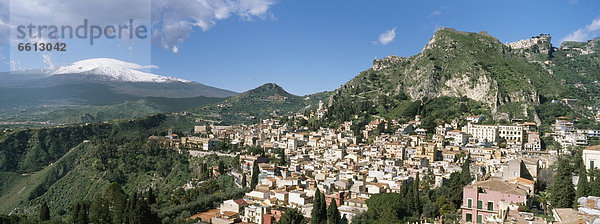 Erhöhte Ansicht  Aufsicht  Stadt  Taormina