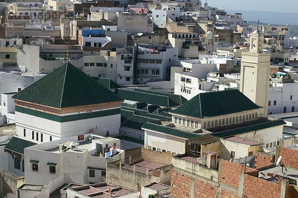 hoch  oben  Ansicht  Flachwinkelansicht  Winkel  Marokko  Moschee  Moulay Idriss