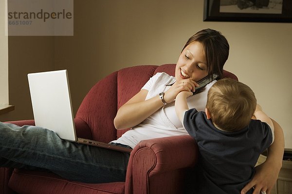 Notebook  umarmen  Sohn  Mutter - Mensch