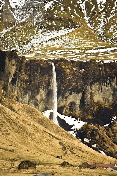 Waterfall Near Town Of Vik  Southern Iceland
