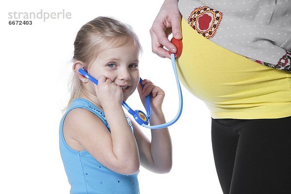 zuhören  Stethoskop  Schwangerschaft  Tochter