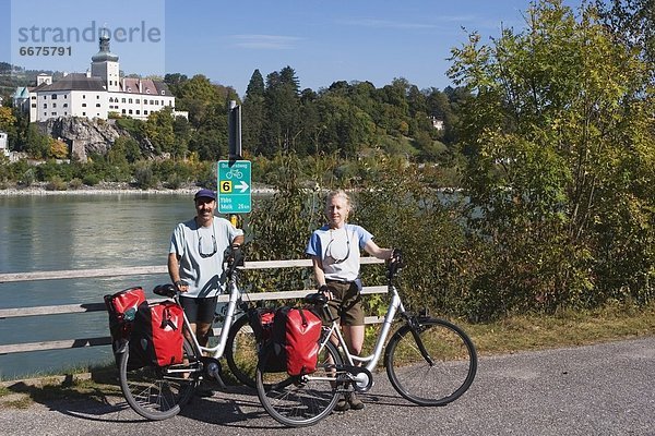 Fahrradfahrer  Donau  Österreich