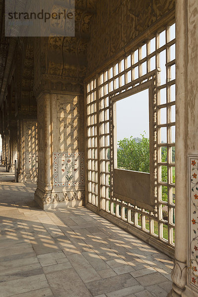 Fenster  verziert  rot  Festung  Indien