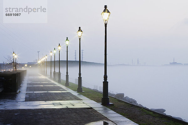 Flussufer  Ufer  Straße  Lampe