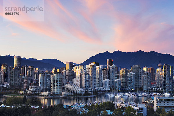 Skyline Skylines Innenstadt Abenddämmerung Vancouver