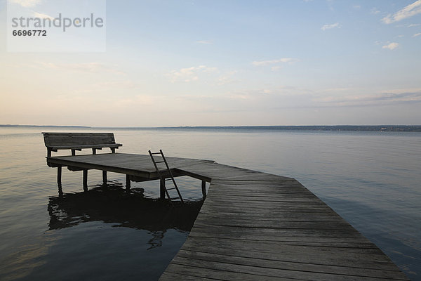 Dock Sitzbank Bank Abenddämmerung Seeufer