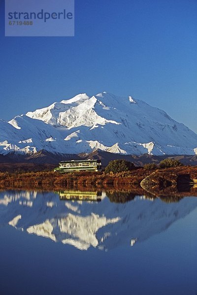 Spiegelung  Omnibus  vorwärts  Berg  Mount McKinley  Teich  Tundra