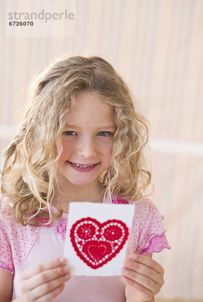 halten  Valentinstag  jung  Mädchen  Karte