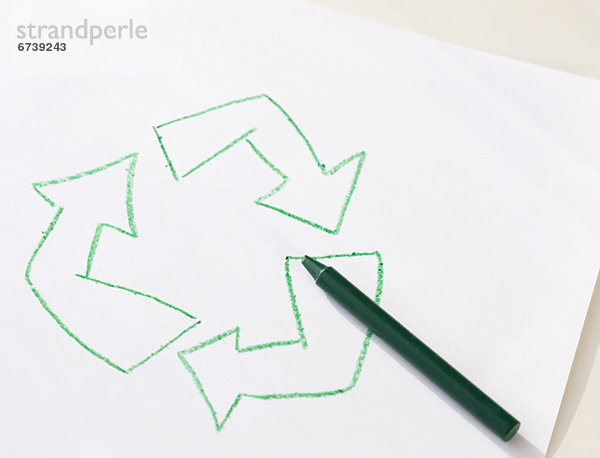 Symbol  Recycling  grün  Buntstift