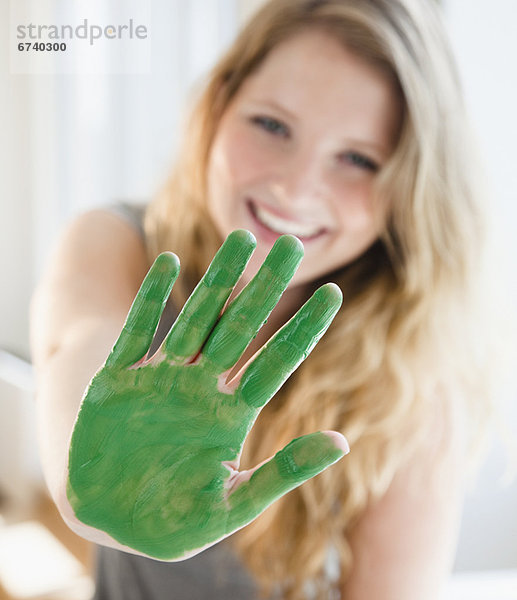 Frau  bedecken  grün  jung  Farbe  Farben  bemalen