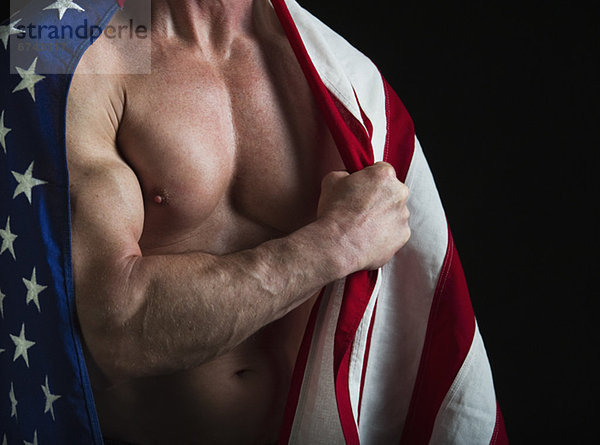 Mann  Fahne  amerikanisch  Kleidung  muskulös