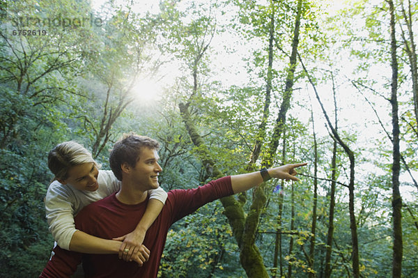 Hikers pointing