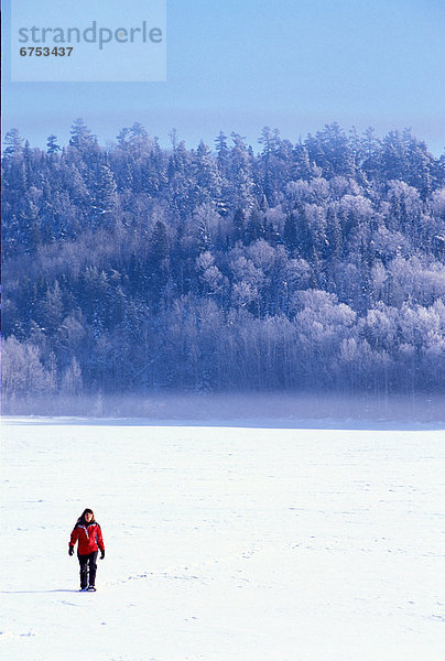 Frau  bedecken  See  Schneeschuh  Schnee