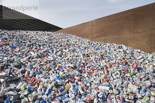 Haufen Dose Aluminium Recycling Recyclinganlage Abfallverwertungsanlage