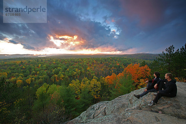 Sonnenuntergang  folgen  wandern  Herbst  Algonquin Provincial Park  Aussichtspunkt  Ontario