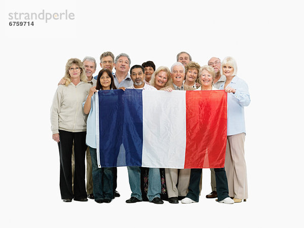 Frankreich  Mensch  Menschen  Menschengruppe  Menschengruppen  Gruppe  Gruppen  halten  Fahne