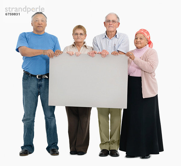 4  Mensch  Menschen  halten  Poster  unbeschrieben