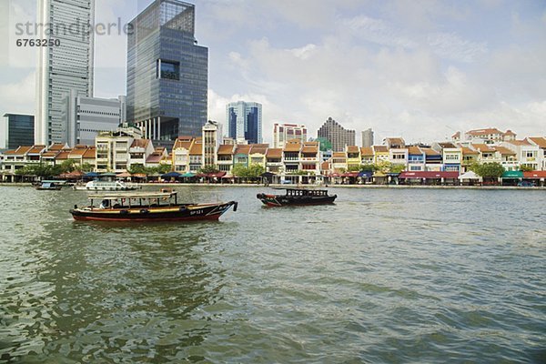 Boot  Fluss  Kai  Mittelpunkt  Business  Ortsteil  Singapur
