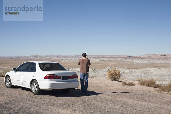 Vereinigte Staaten von Amerika  USA  nahe  stehend  Mann  sehen  Auto  Arizona  Ansicht  Painted Desert