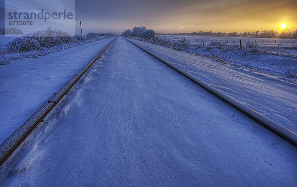 bedecken  Sonnenuntergang  Zug  Prärie  Alberta  Frost  Schnee