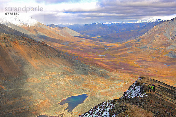 stehend  Berg  über  Tal  wandern  Herbst  Tombstone Territorial Park  Yukon