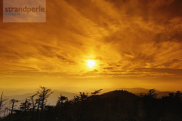 Kuppel  Berg  Sonnenuntergang  über  hoch  oben  Great Smoky Mountains Nationalpark  Kuppelgewölbe  North Carolina
