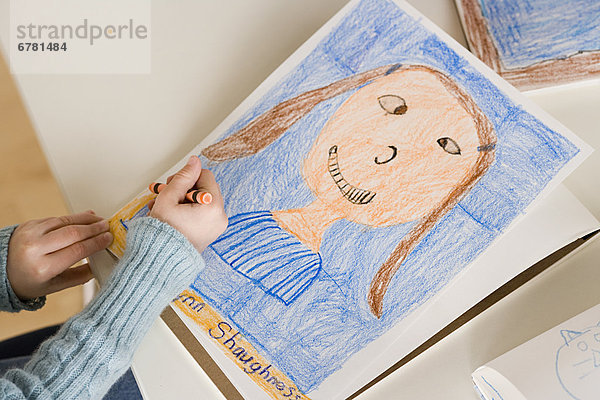 Portrait  Zeichnung  5-9 Jahre  5 bis 9 Jahre  Mädchen