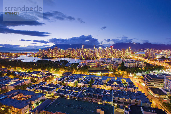 City skyline at dusk  Vancouver British Columbia