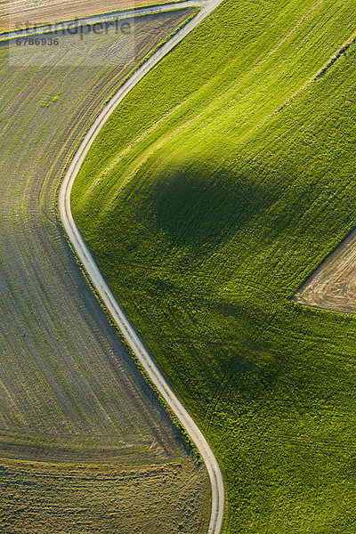 Acker  Wiese und Feldweg  Luftbild