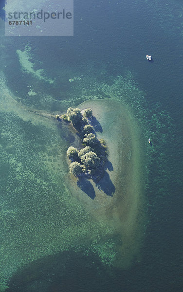 Kleine bewachsene Insel im Bodensee  Luftbild