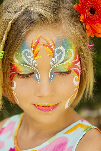 Hawaii  junges Mädchen tragen colorful Schmink.