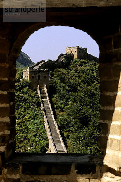 China  Mu Tian Yu  The Great Wall Of China  Überblick über gewundenen Wand von oben