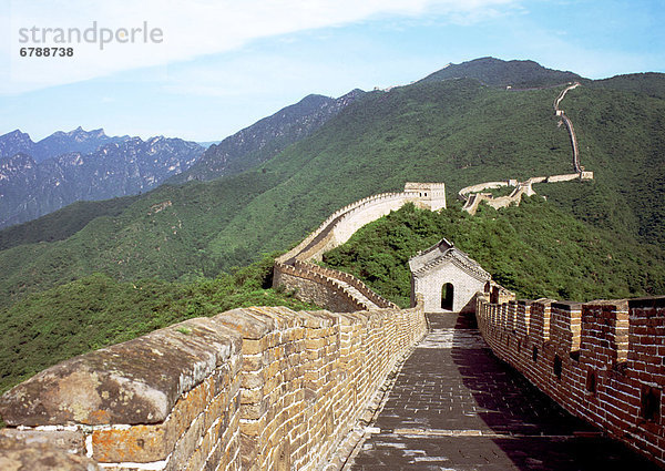 China  Mu Tian Yu  The Great Wall Of China  Überblick über gewundenen Wand von oben