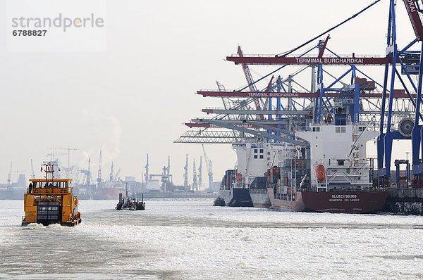 Containerterminal Burchardkai  Hamburger Hafen im Winter  Hansestadt Hamburg  Deutschland  Europa