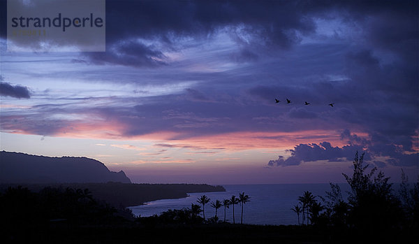 Hawaii  Kauai  Kilauea  Sonnenuntergang über der North Shore.