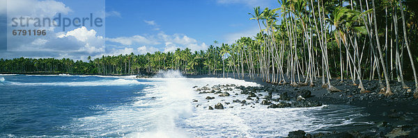 Hawaii Big Island Strand Ozean schwarz Sand Zusammenstoß Hawaii Brandung