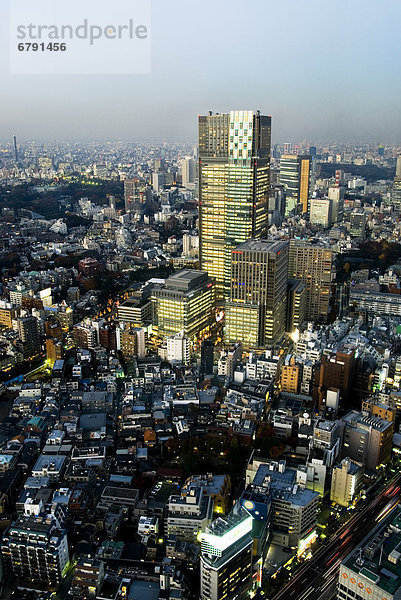 Gebäude Tokyo Hauptstadt Ansicht Innenstadt Roppongi Luftbild Fernsehantenne Japan
