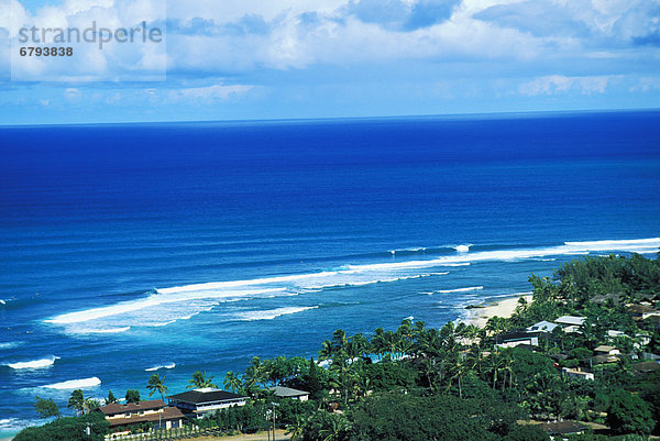 Strand Sonnenuntergang Küste Fernsehantenne Hawaii North Shore Oahu