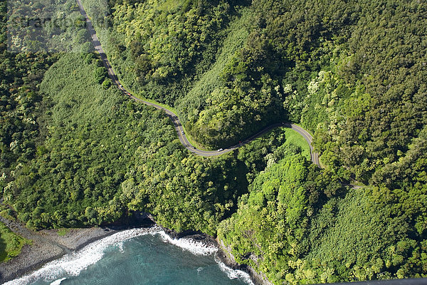 Fernverkehrsstraße  Ansicht  Luftbild  Fernsehantenne  Hana  Hawaii  Maui