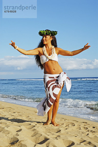 Schönheit  Ozean  Küste  tanzen  Mädchen  hawaiianisch