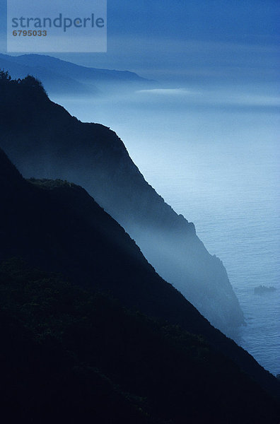 Silhouette  Ozean  Steilküste  Küste  Nebel  vorwärts  Kalifornien